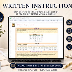 Written instruction guide for Smart Bill Calendar Spreadsheet with Read Me First setup steps and beginner-friendly guidance