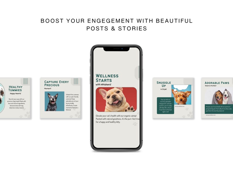 Pets Care And Accessories Educational Social Media Business Marketing Bundle Instagram Templates, Posts and Stories for Instagram and Facebook  200 Ready Made Templates Fully Customizable in Canva's Free Version.