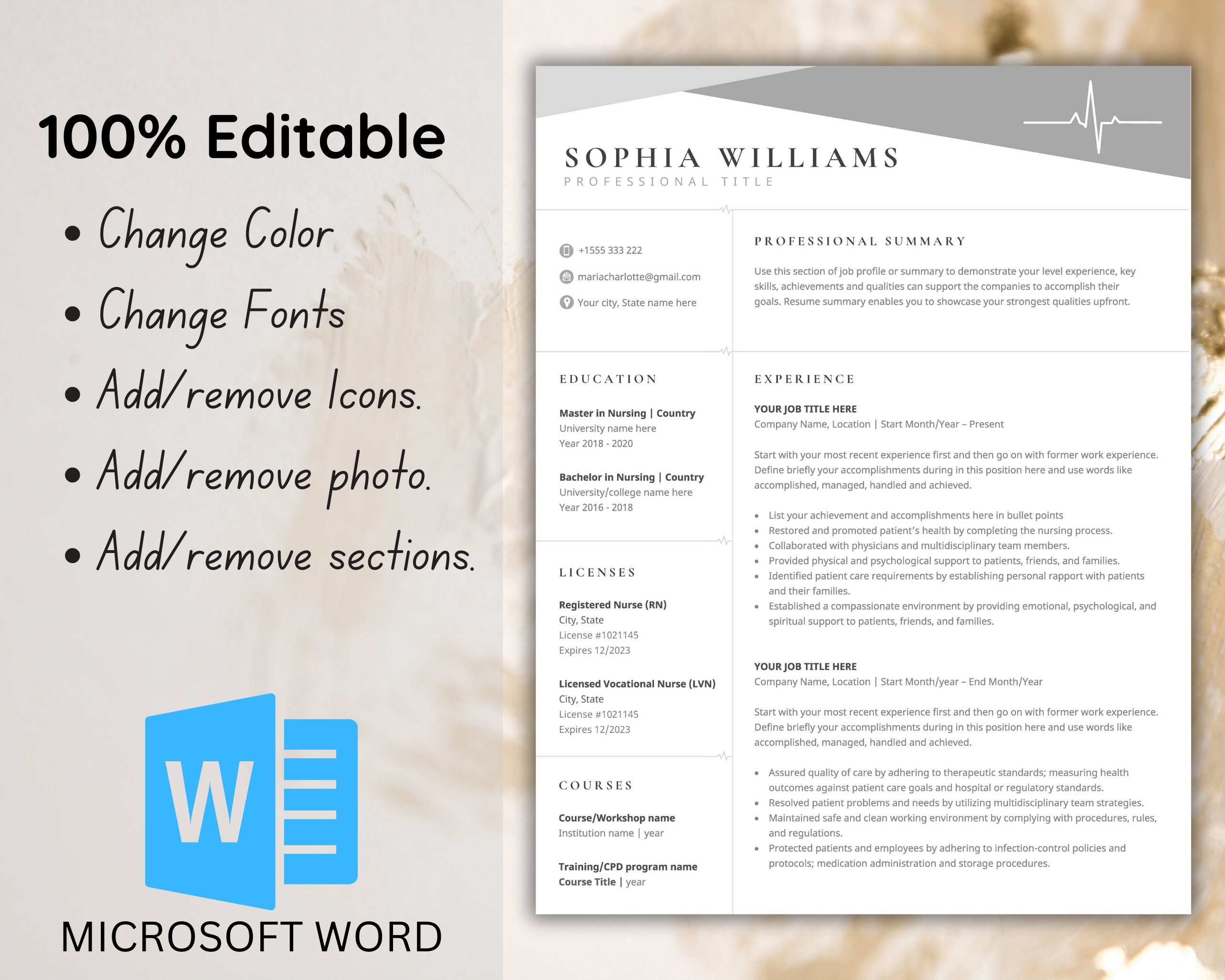 Minimalist Resume Template: Professional CV + Cover Letter (word) - Etsy