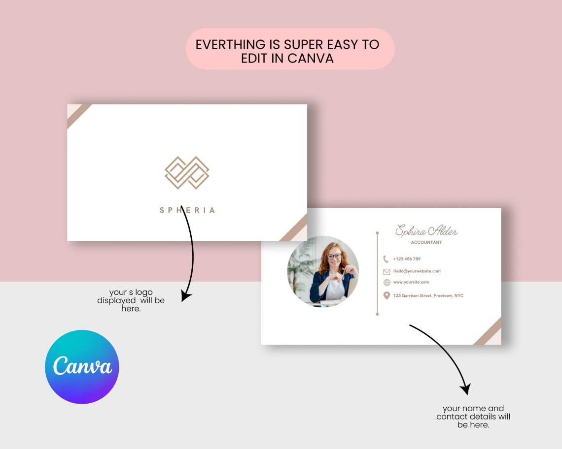 Business Card Template Professional Business Card Template Etsy