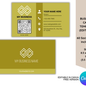 QR Code Business Card Template: Modern Design, Editable in Canva