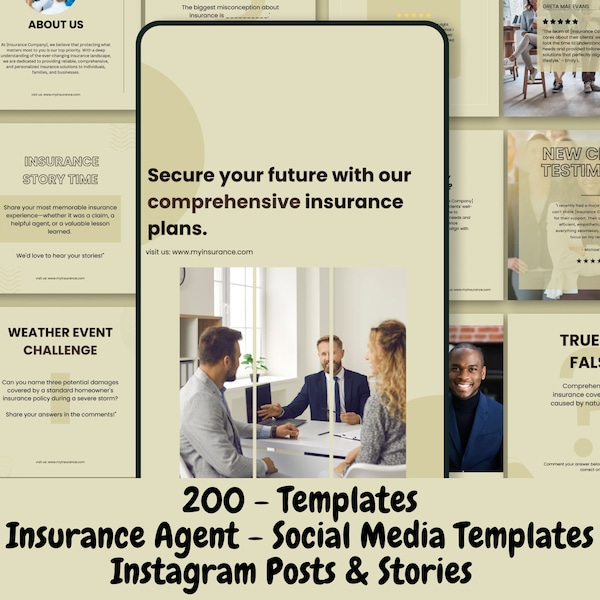 Social Media Insurance Agent Marketing Templates Bundle, Instagram Post And Stories, Instagram Templates, Facebook Posts, Insurances Service