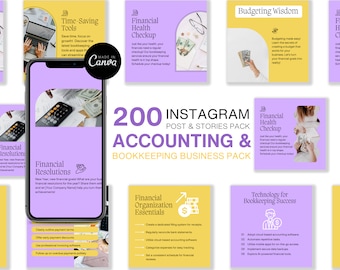 Accounting Instagram Templates: Bookkeeping Social Media Posts (200)