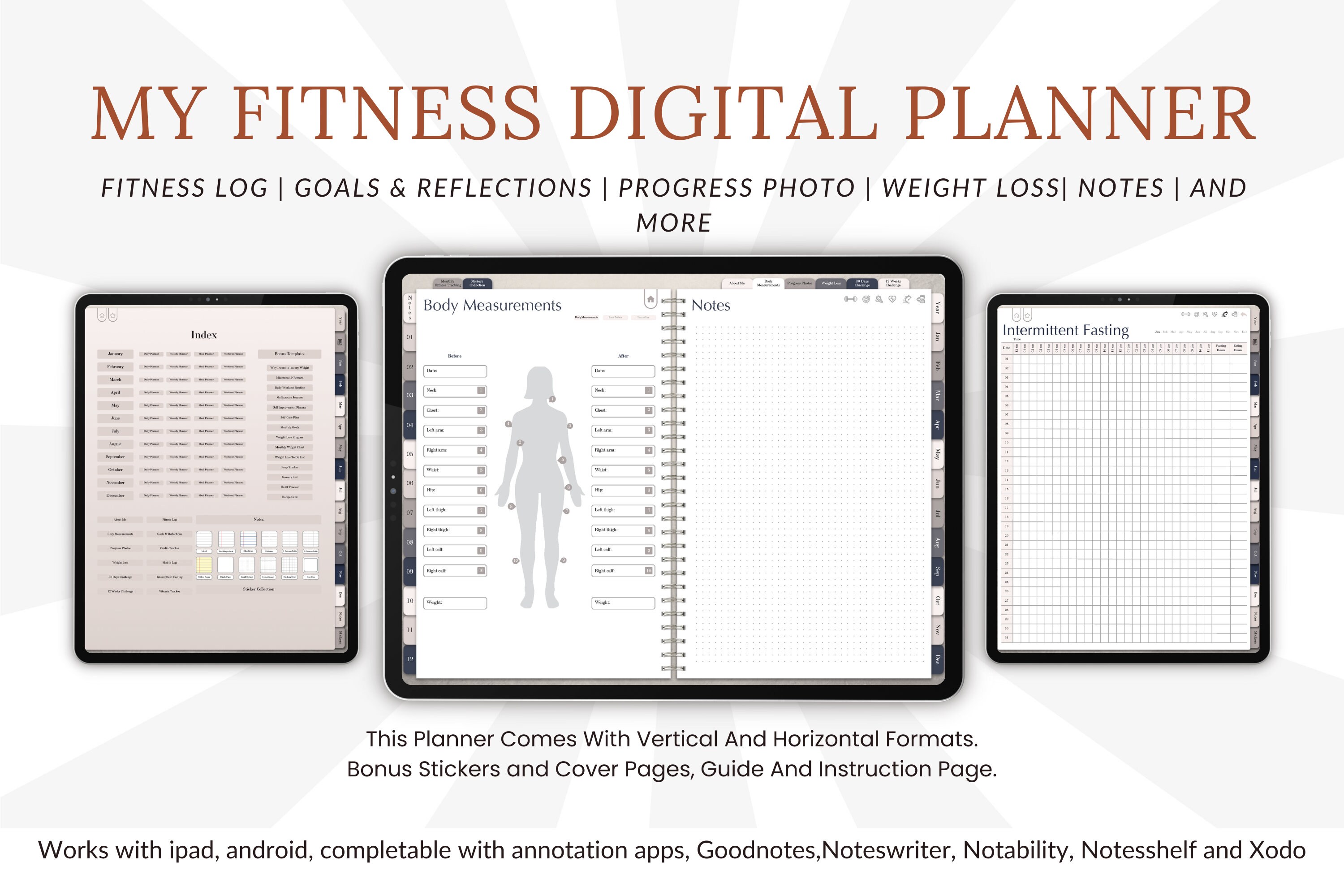 Digital Fitness Planner, Exercise Tracker, Goodnotes Planner, iPad Planner, Notability Planner