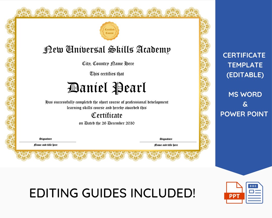 Template Editable, Certificate of Professional, Template Skills