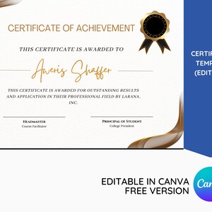 Personalize Certificate Template, Editable Certificate Of Completion, Achievement, Customizable Template, Lashes Certificate, Award Template
