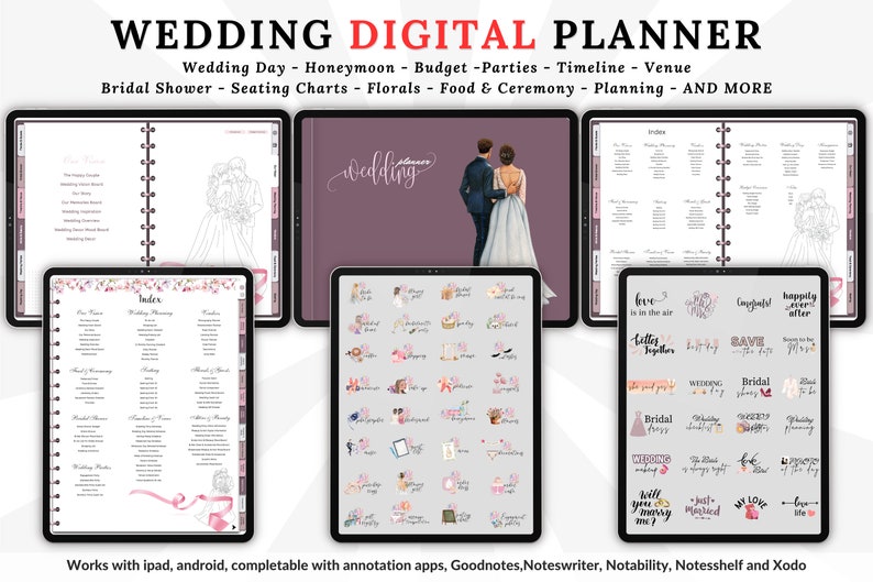 Digital Wedding Planners, Wedding Itinerary Organizer Template