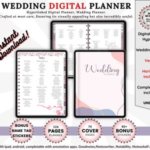 Wedding Digital Planners, Wedding Itinerary Organizer, Goodnotes Digital Planner, iPad Planner, Template, Wedding Planning, Checklist, To Do