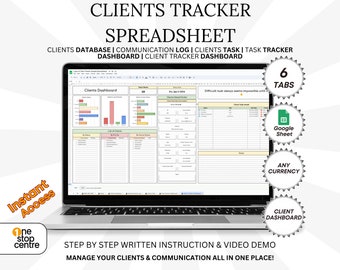 Client Tracker Management Google Spreadsheet Template for Small Businesses With Client Tracker Dashboard, Communication Log Tasks Dashboard