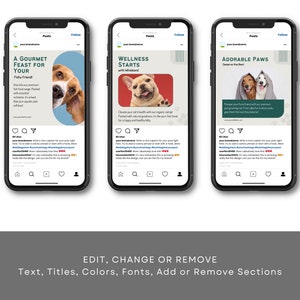Pets Care And Accessories Educational Social Media Business Marketing Bundle Instagram Templates, Posts and Stories for Instagram and Facebook  200 Ready Made Templates Fully Customizable in Canva's Free Version.