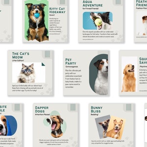 Pets Care And Accessories Educational Social Media Business Marketing Bundle Instagram Templates, Posts and Stories for Instagram and Facebook  200 Ready Made Templates Fully Customizable in Canva's Free Version.