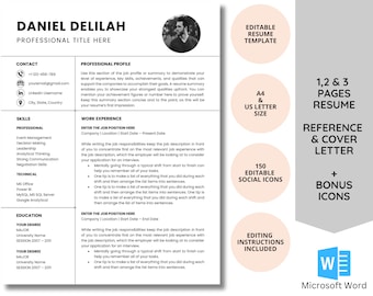 Editable Resume Template: CV with Cover Letter (Microsoft Word)