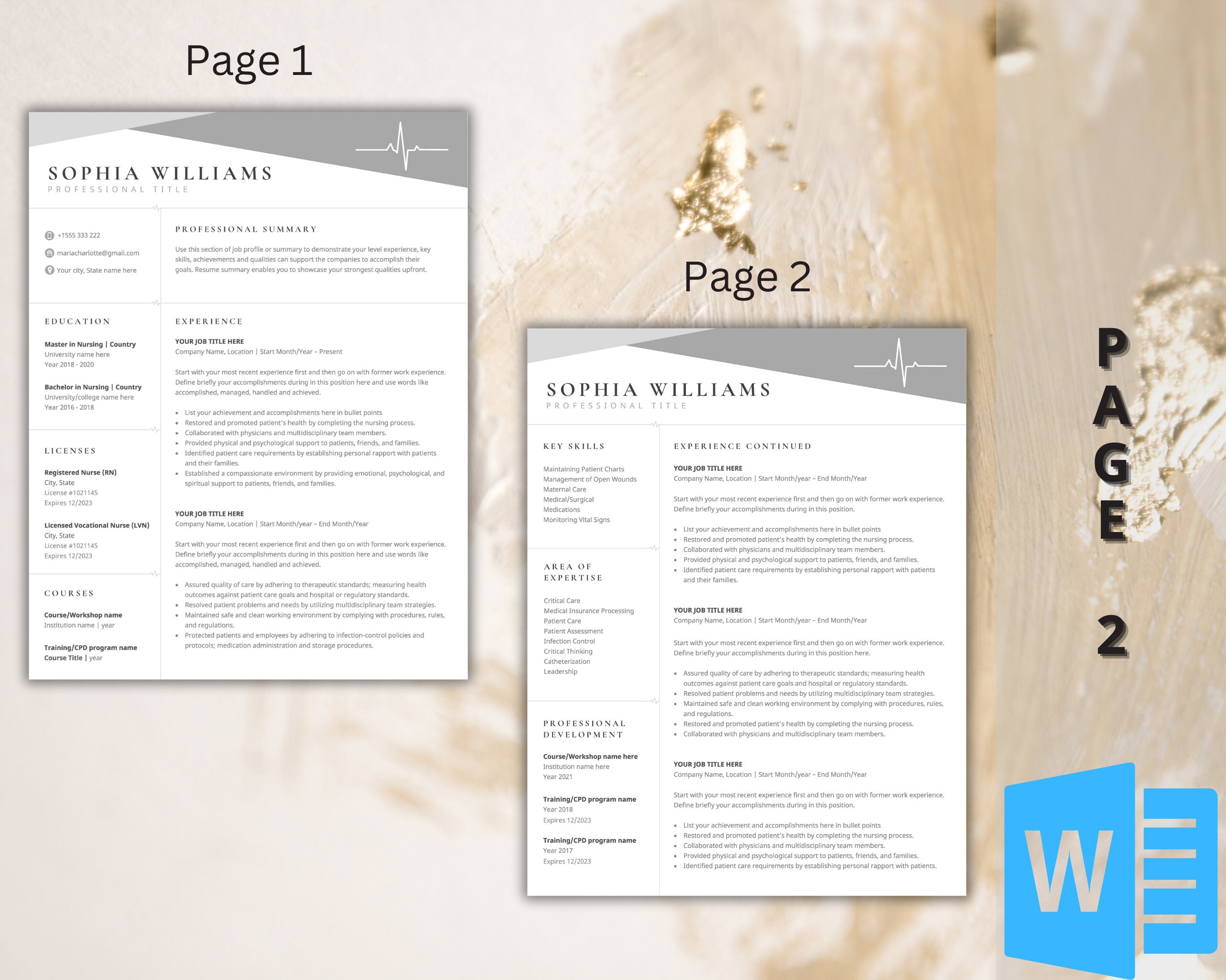 Minimalist Resume Template: Professional CV + Cover Letter (word) - Etsy