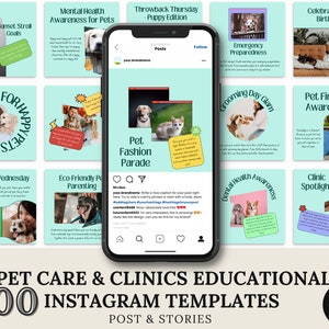 Pets Care and Accessories Instagram Business Marketing Templates, Posts and Stories for Instagram and Facebook – 200 Ready-Made Templates Fully Customizable in Canva's Free Version. using Canva's free version, Instagram post templates