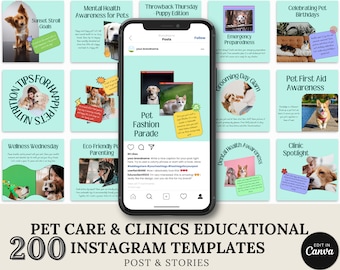 Pet Care Instagram Templates: Social Media Posts for Canva