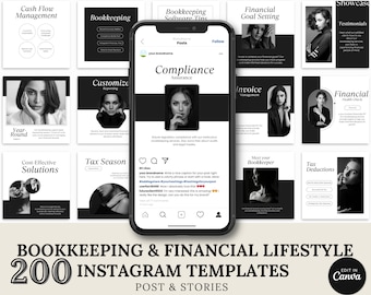 Accounting Instagram Templates: Bookkeeping Social Media Posts (200, Canva)