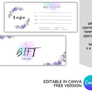 Minimalist Custom Gift Certificate Template, Add Logo Voucher Template, DIY Gift Certificate, Personalized Gift Voucher, Printable Gift Card