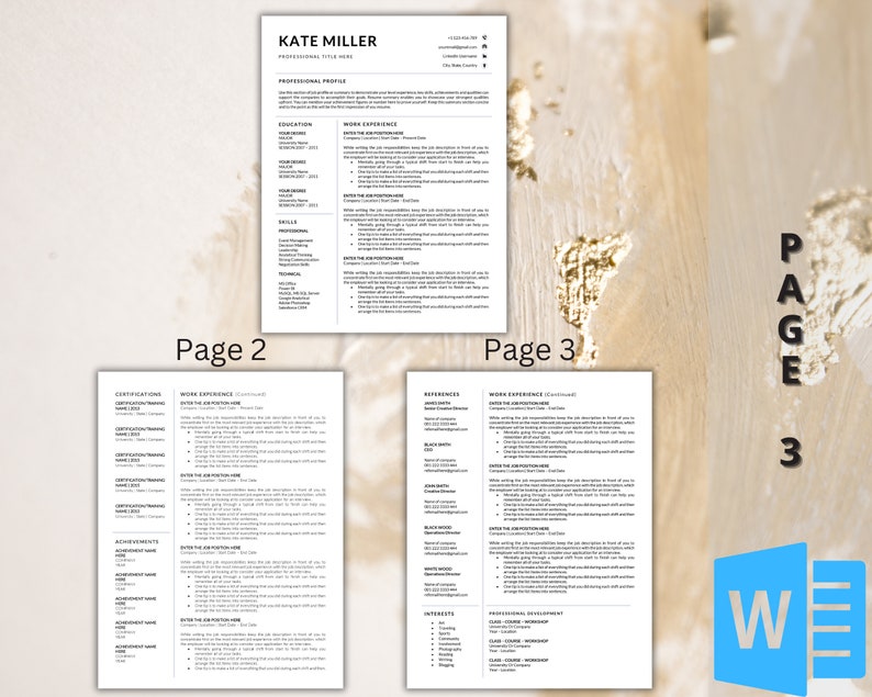 Resume 1-3 Pages Cover Letter Template, Reference Template