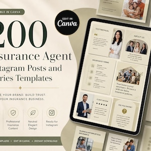Szablony Instagram dla agentów ubezpieczeniowych 200 Canva | Pakiet historii postów w mediach społecznościowych dla branży ubezpieczeniowej | Pakiet ubezpieczeń zdrowotnych, samochodowych i domowych | Facebook