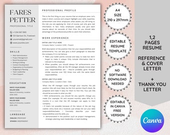 Resume Templates, Canva Resume Template, Cover Letter, Modern CV Templates, lebenslauf vorlage, Cubiculum Vitae, Thank You Letter Template