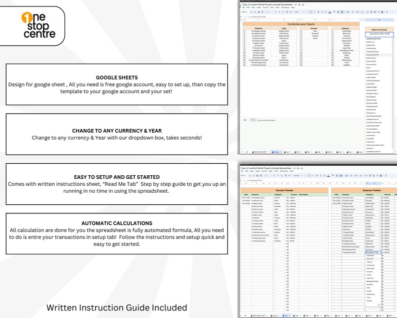 Landlord Rental Property Google Sheet Spreadsheet Template. property management tool designed for landlords to effortlessly manage their income and expenses.This Google Sheets template offers an automated summary of all transactions for each property