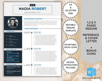 Editable Resume Template: Modern CV with Cover Letter (Word)