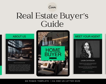 Real Estate Buyer Guide: Modern Realtor Presentation Templates (Canva Editable)