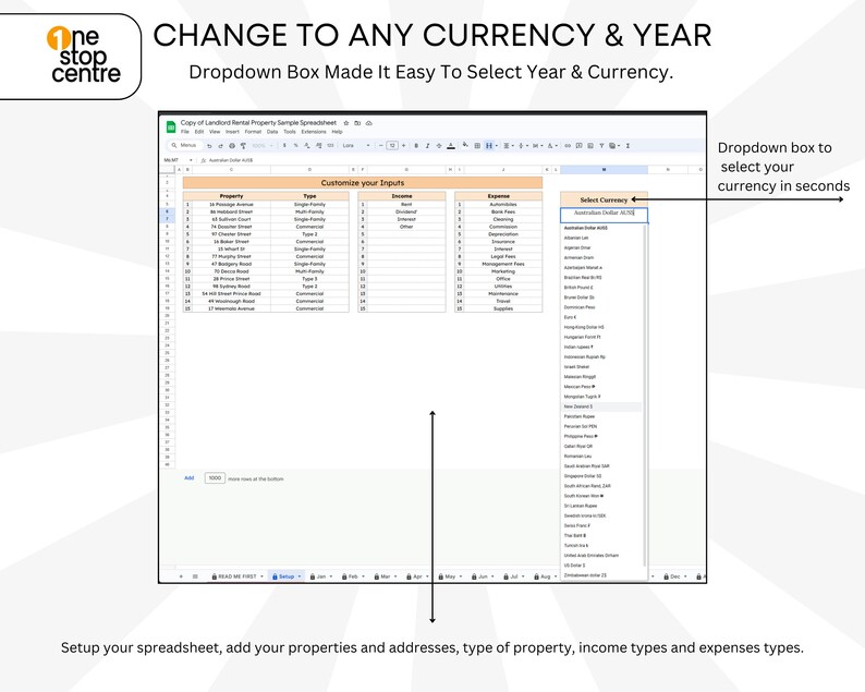 Landlord Rental Property Google Sheet Spreadsheet Template. property management tool designed for landlords to effortlessly manage their income and expenses.This Google Sheets template offers an automated summary of all transactions for each property