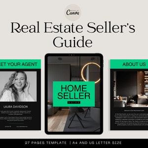 Realtor Home Seller Book Guide Template, Real Estate Home Seller Presentation Template, Realtor Seller Packet, Property Guide Canva Template