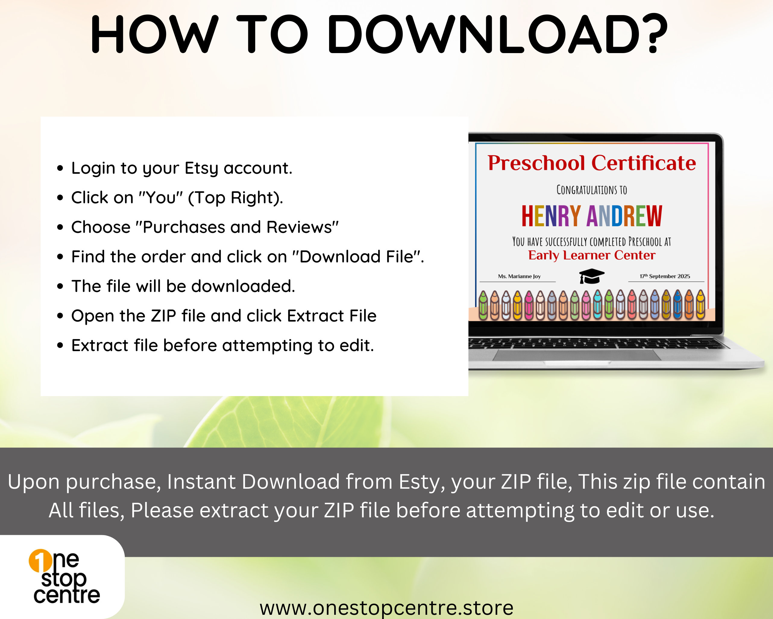 Preschool Editable Certificate Template Kindergarten - Etsy