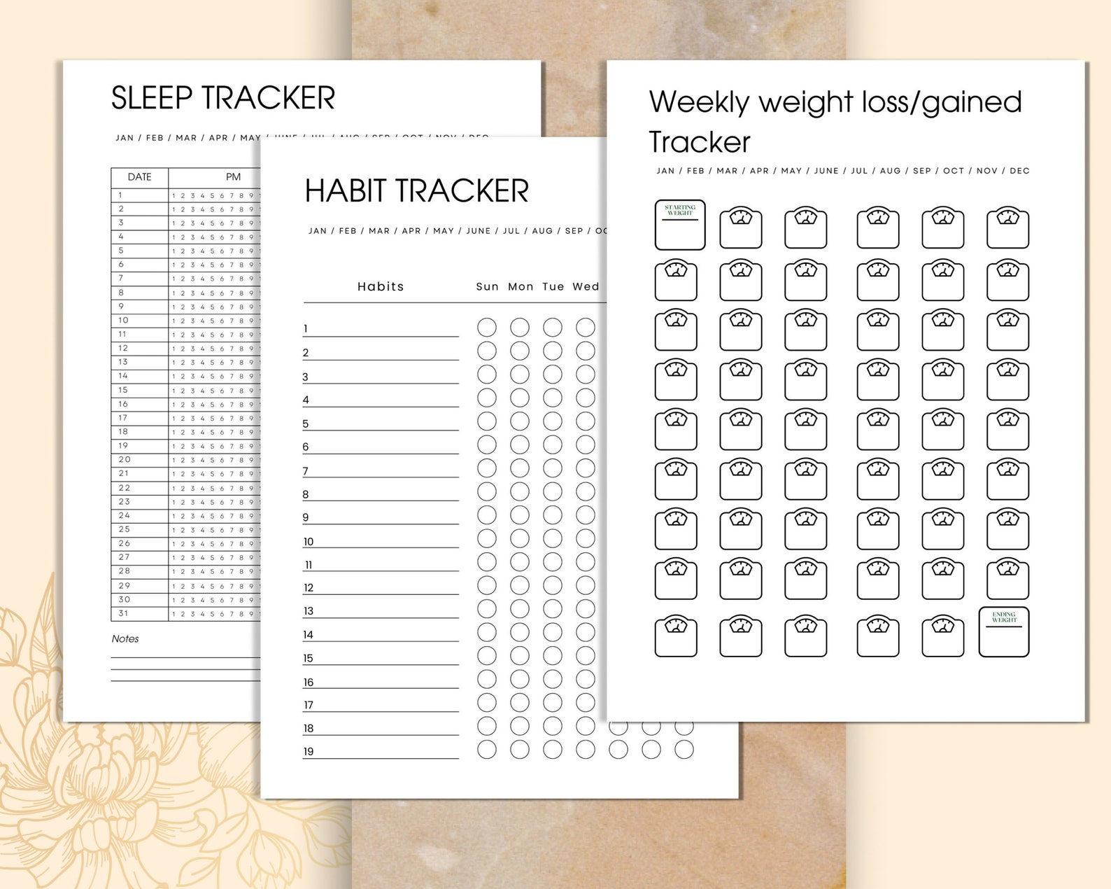 Printable Fitness Tracker Template, Editable Planners Bundle, Weight ...