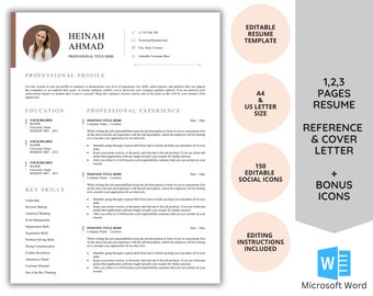 Minimalist Resume Template: Clean, Modern CV for Word (Digital Download)