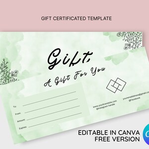Gift Certificate Template, DIY Gift cards, Canva Template, Editable Gift Voucher, Printable Gift Card, Digital Template, E-vouchers Template