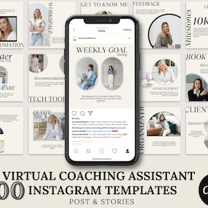 Virtual Assistant Instagram Templates: 200 Posts & Stories (Canva)