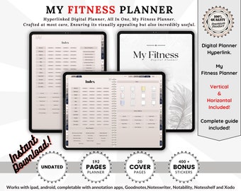 Planificateur numérique de remise en forme, suivi des exercices, planificateur Goodnotes, planificateur iPad, planificateur Notability, calendrier numérique, planificateur quotidien, Journal GYM