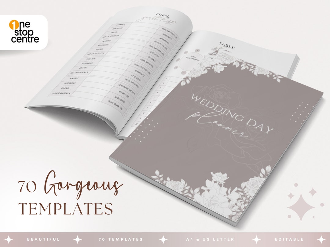 Wedding Day Planner Editable Printable Templates, Personal Wedding ...