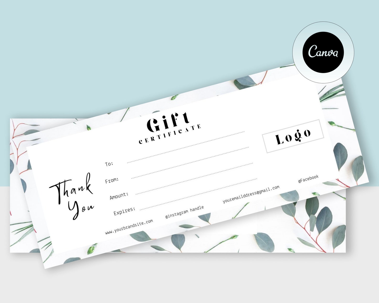 Gift Certificate Template, DIY Printable Gift Voucher Certificate ...