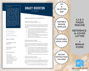Plantilla de CV minimalista: CV profesional, carta de presentación y referencias (Word)