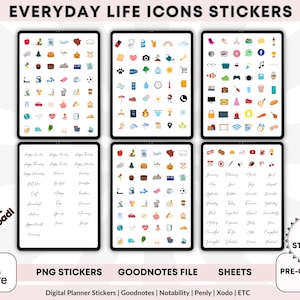 Everyday Use Word Icons Digital Planner Stickers PNG, Daily Life Digital Stickers Goodnotes, iPad Planners Cropped Icon PNG Digital Stickers