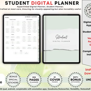 Student Digital Planner Goodnotes, Academic Digital Planner for Students, Lifestyle Journal, Daily & Weekly Templates, ipad student planners
