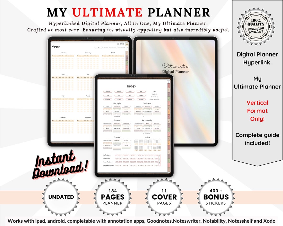 Goodnotes Digital Planners, Ultimate iPad Planner, Fitness Tracker