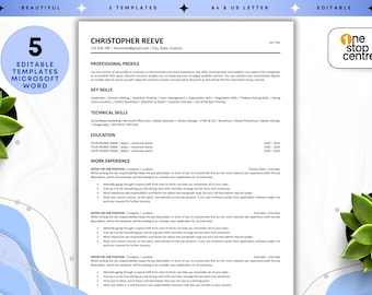 Minimalist Resume Template: ATS Friendly CV, Cover Letter (Microsoft Word)