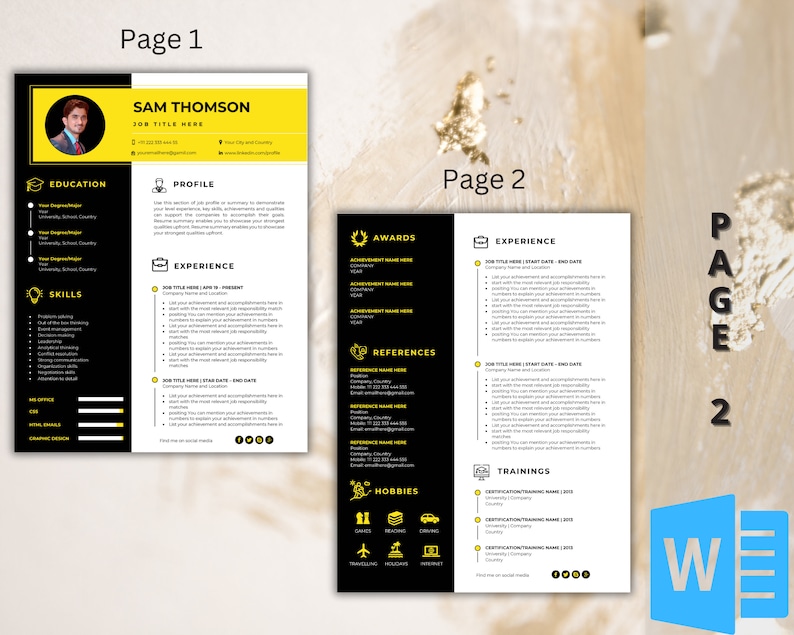 Morden Resume With Photo for Word - Il 794xN.4987663112 69jt 