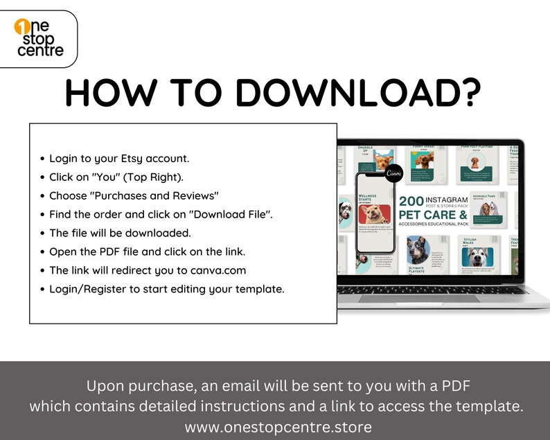 Pets Care And Accessories Educational Social Media Business Marketing Bundle Instagram Templates, Posts and Stories for Instagram and Facebook  200 Ready Made Templates Fully Customizable in Canva's Free Version.