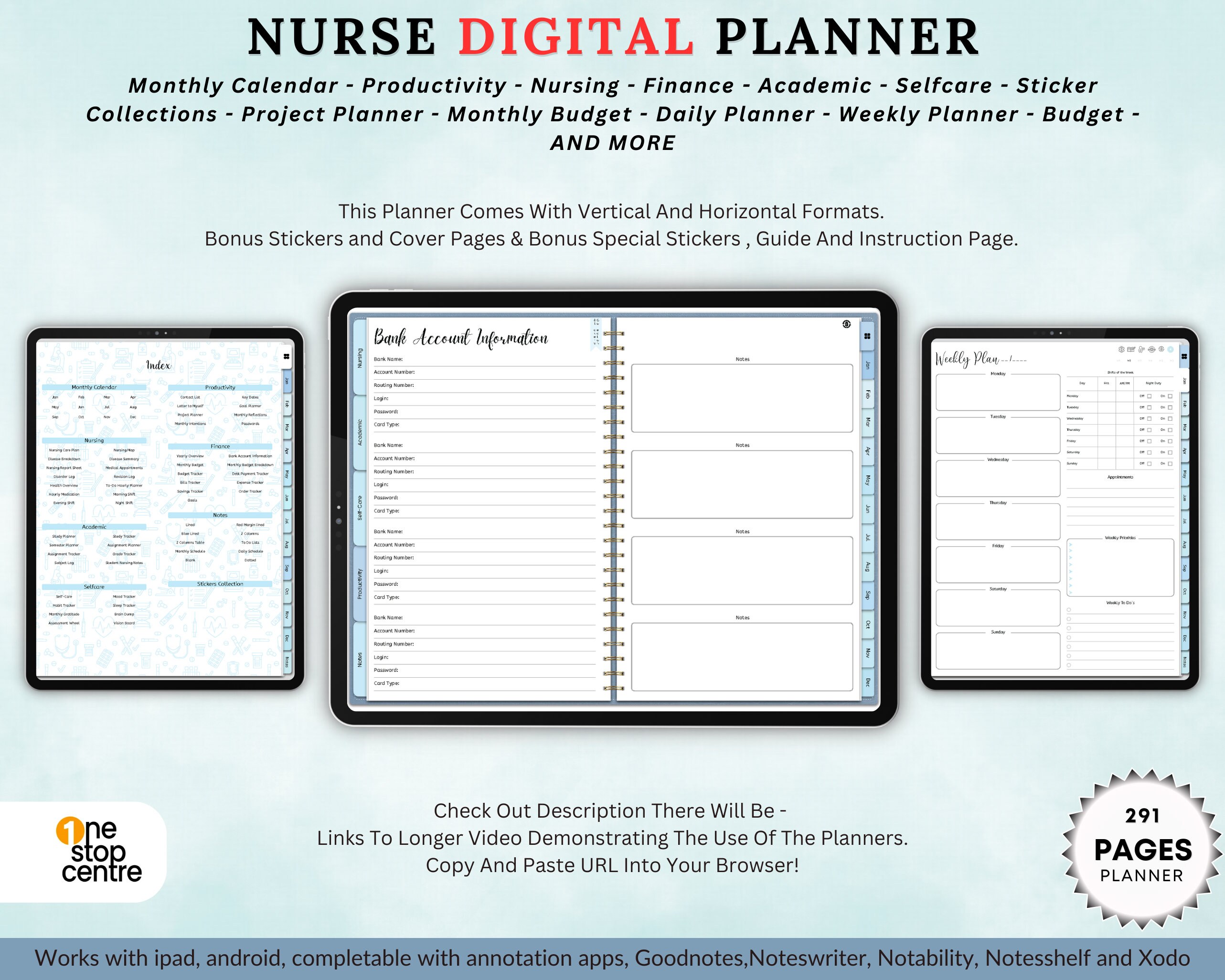 Nurse Student Digital Planner for Goodnotes & iPad Academic Planner