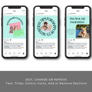 Pets Care and Accessories Instagram Business Marketing Templates, Posts and Stories for Instagram and Facebook – 200 Ready-Made Templates Fully Customizable in Canva's Free Version. using Canva's free version, Instagram post templates