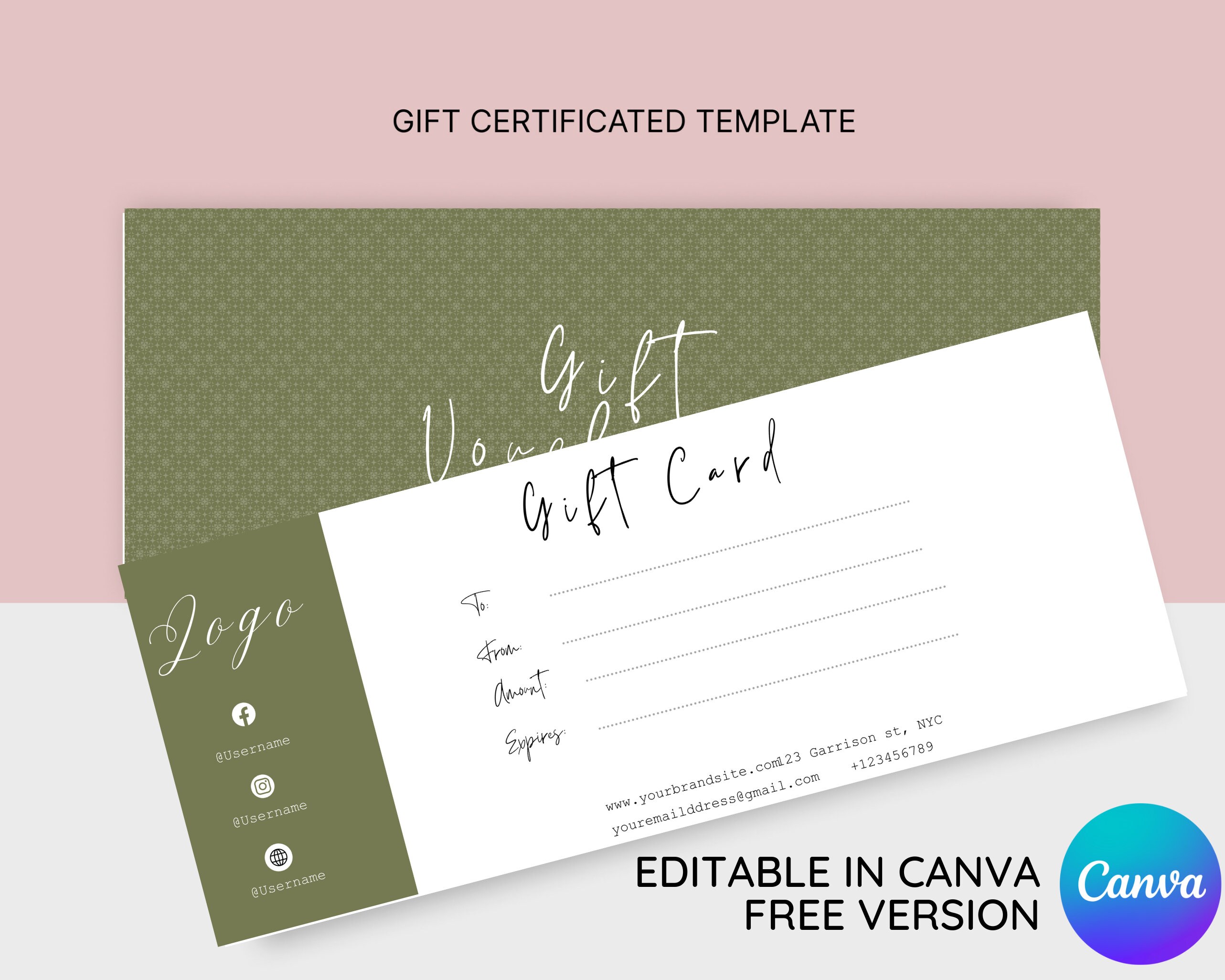 Editable Gift Certificate Template: Add Your Logo (Canva)