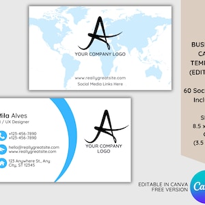 Business Card Template, Editable Business Card, Canva Template, Small Business Card, DIY Template, Personalise Marketing Card, Printable B2B