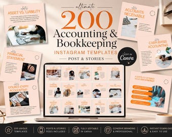 Accounting Instagram Templates 200 Canva | CPA Financial Education Social Media | Accounts Payable Revenue | Tax Filing Post | Facebook