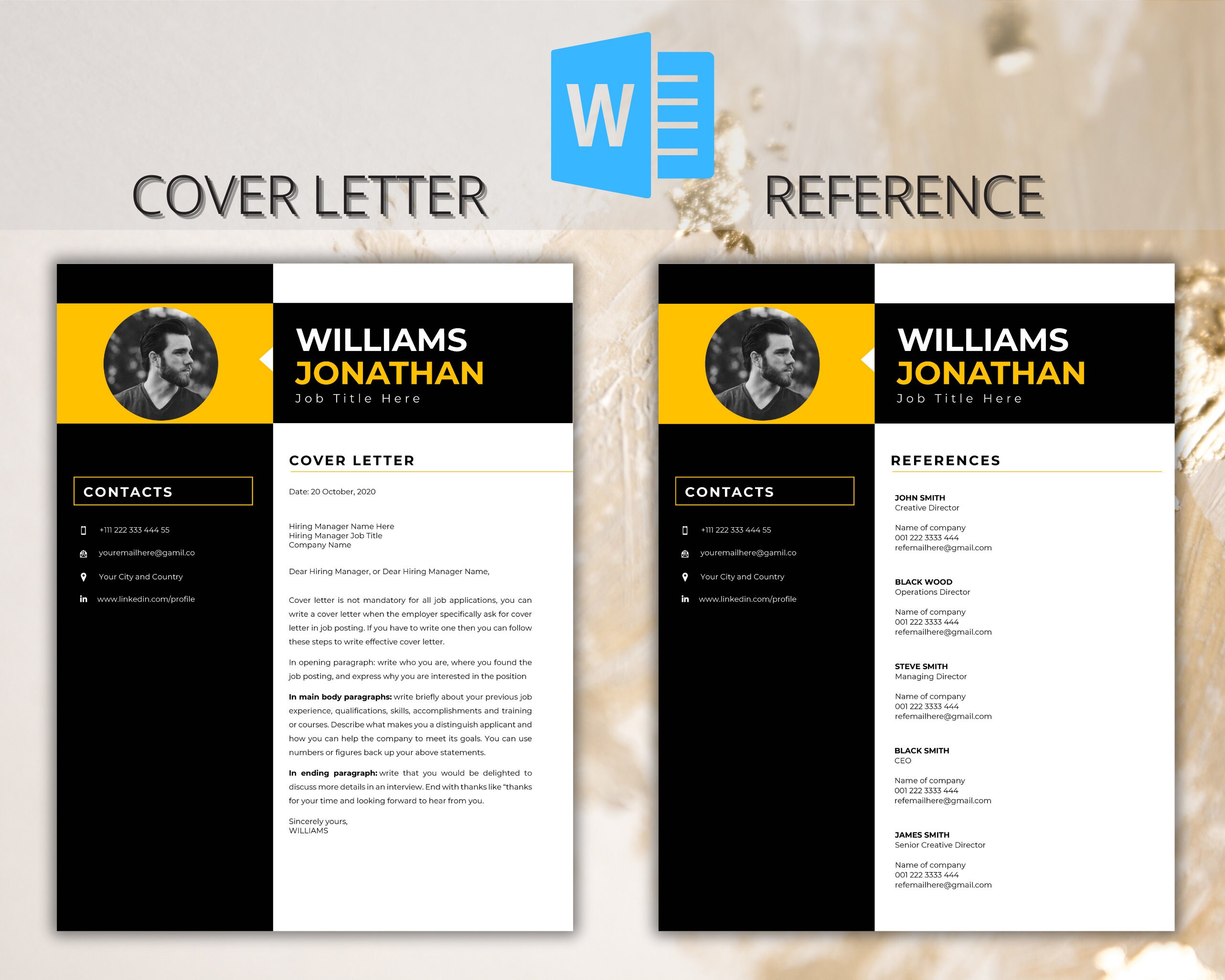 Modern Resume Template: CV, Cover Letter & Reference (word) - Etsy